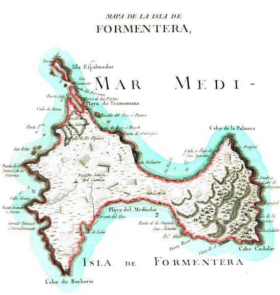 Old Map of Formentera